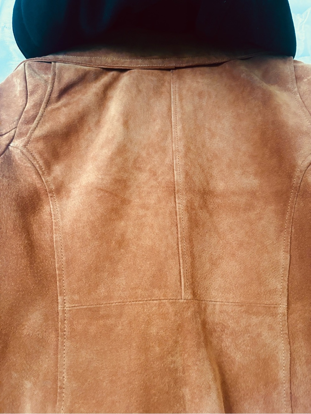 7 For All Mankind Suede Moto Jacket in Brown & Black Size Small - Picture 5 of 7